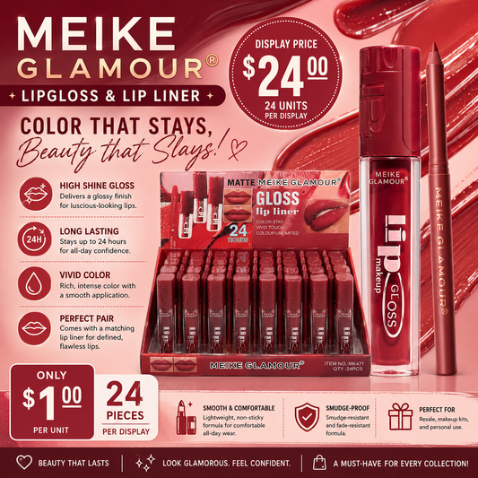 24PCS DISPLAY MEIKE GLAMOUR BEAUTY THAT SLAYS LIP LINER MK471