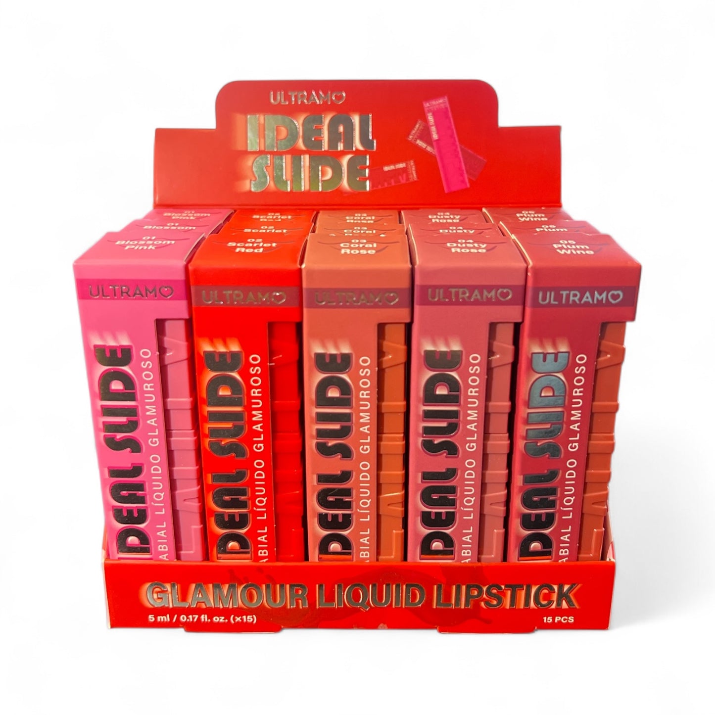 15PCS ULTRAMO IDEAL SLIDE GLAMOUR LIQUID LIPSTICK WQ007