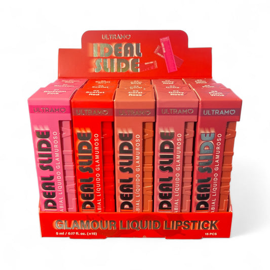 15PCS ULTRAMO IDEAL SLIDE GLAMOUR LIQUID LIPSTICK WQ007