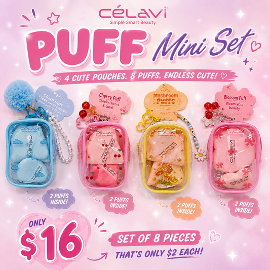 8PCS BUNDLE CELAVI MAKE UP  PUFFS WITH MINI BAG