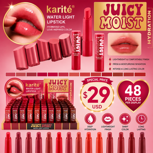 48PCS DISPLAY KARITE WATER LIGHT LIPSTICK JUICY MOIST 29103-47B