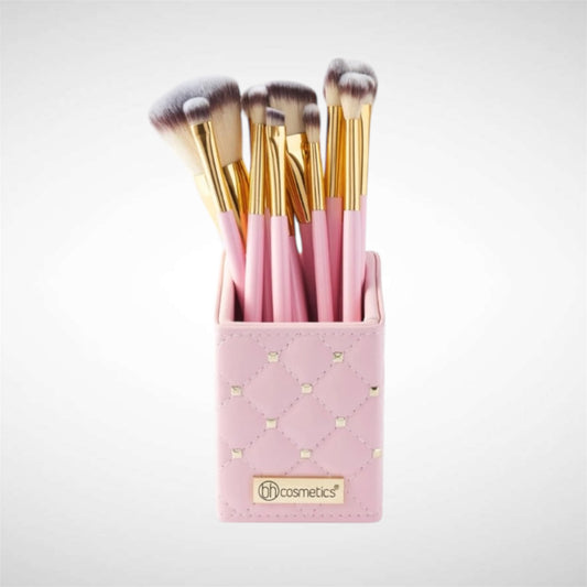 2PCS BH COSMETICS PINK WITH GOLD STUDS  13PCS BRUSH SET