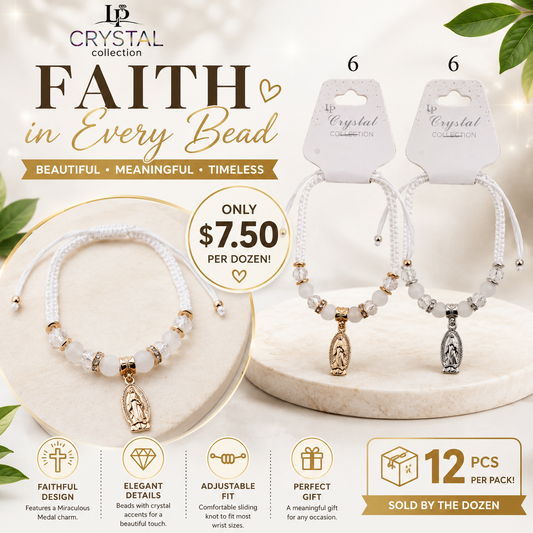 12PCS PACK WHITE VIRGIN MARY STRING BRACELET DBE-2513C