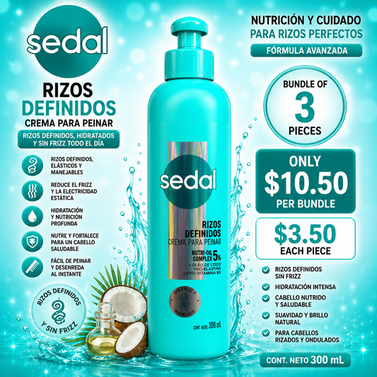 3PCS SEDAL RIZOS DEFINIDOS CREMA PARA PEINAR 0131