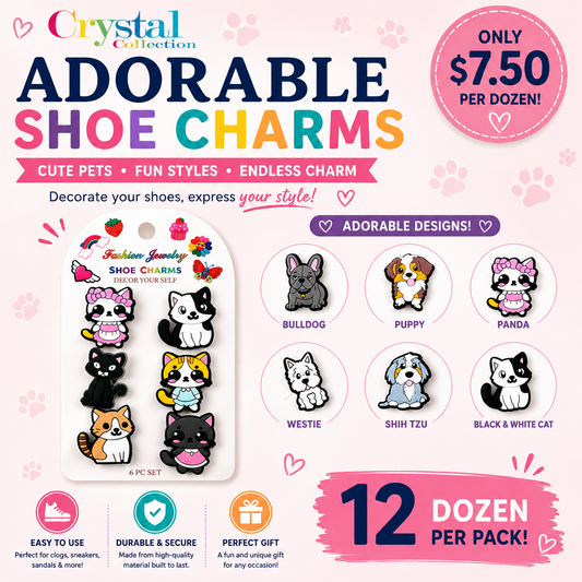 12PCS PACK VARIETY DOG SHOE CHARMS  YNV-1608