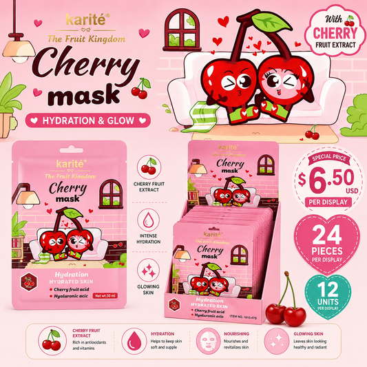 24PCS DISPLAY KARITE CHERRY HYDRATION & GLOW FACE MASK 1610-47D