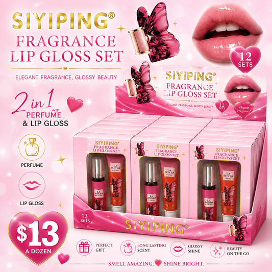 12PCS DISPLAY SIYIPING LA B BUTTERFLY FRAGRANCE & LIPGLOSS DUO SET  SYP-ST147