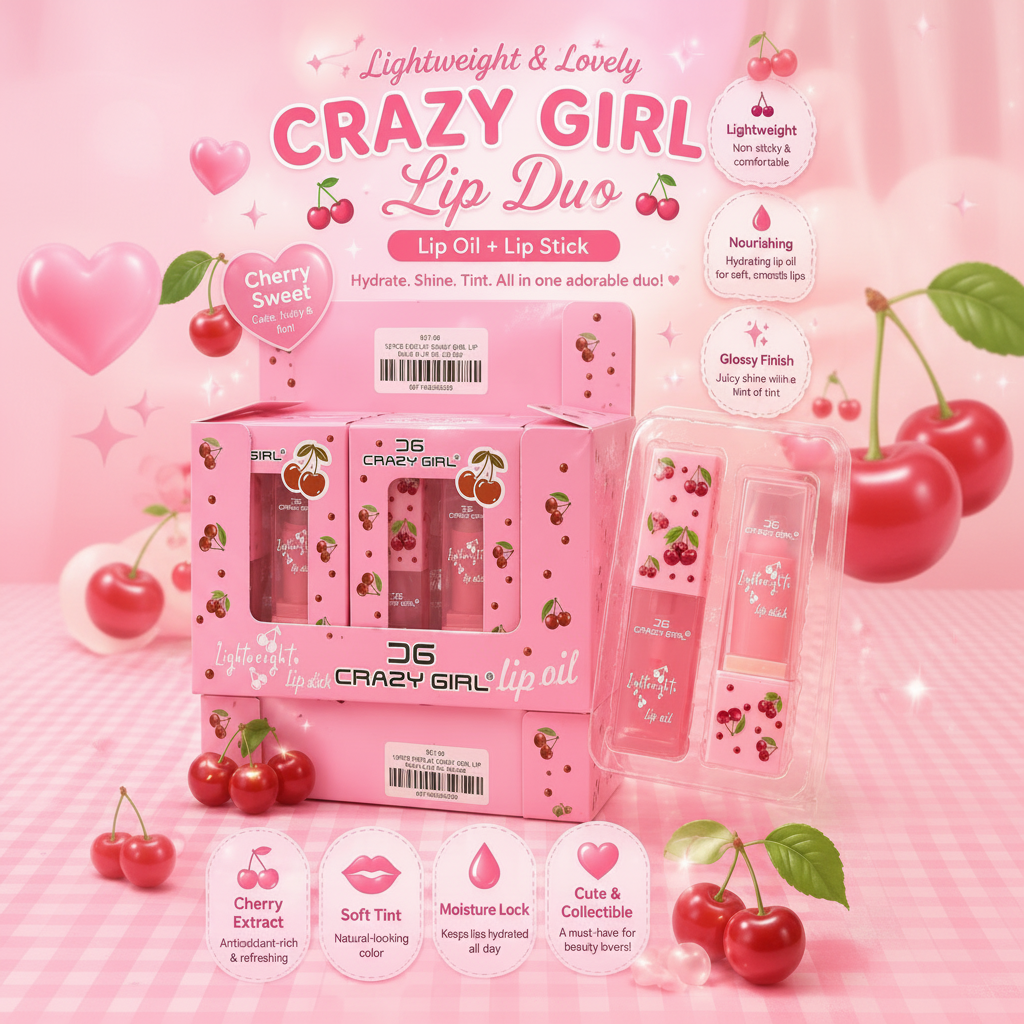 12PCS DISPLAY CRAZY GIRL LIP BALM & LIP OIL CG-622