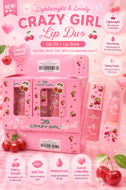 12PCS DISPLAY CRAZY GIRL LIP BALM & LIP OIL CG-622