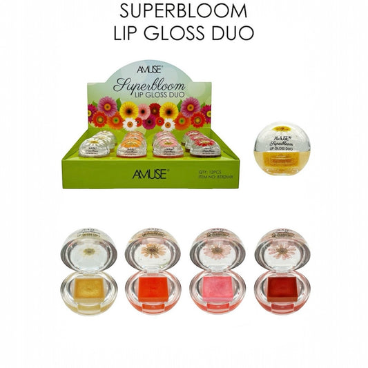 AMUSE SUPER BLOOM LIP GLOSS DUO 12 PCS DISPLAY # ATRAS