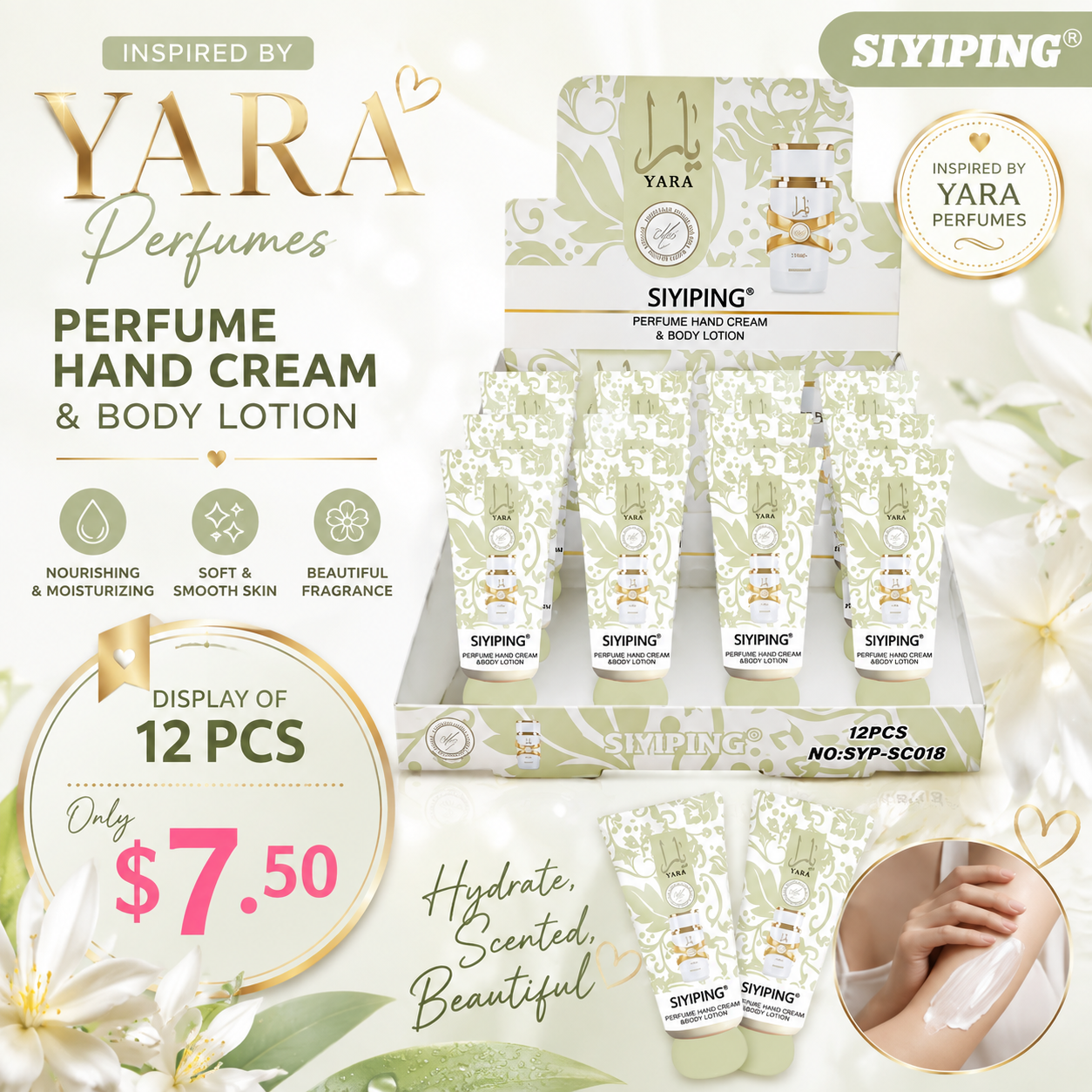 1PC DISPLAY YARA HAND CREAM & BODY LOTION SYP- SC018