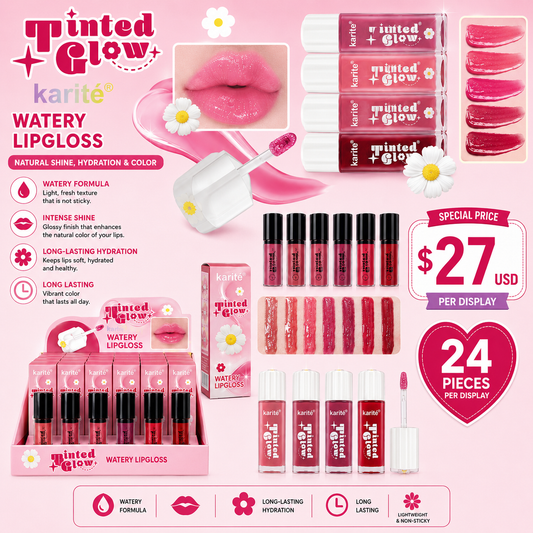 24PCS DISPLAY KARITE WATERY TINTED GLOW LIPGLOSS