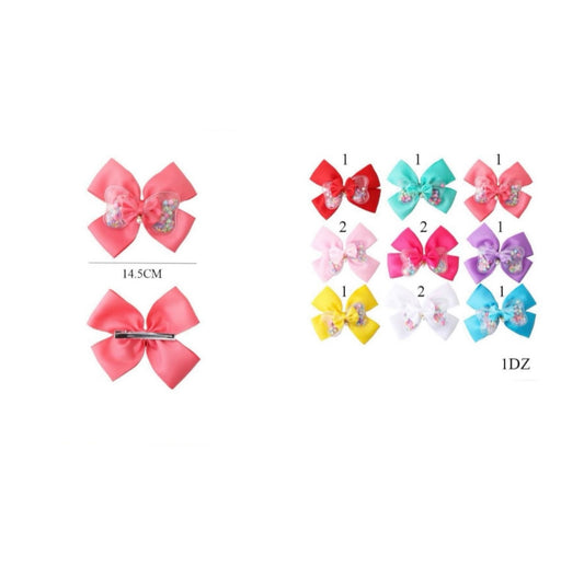CONFETTI HAIR BOWS 12 PCS PACK DHC -1098