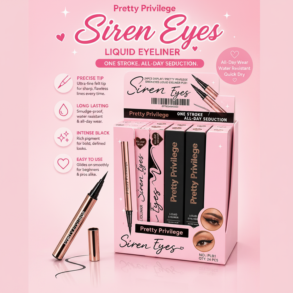 24PCS DISPLAY PRETTY PRIVILEGE SIREN EYES LIQUID EYELINER PLB1