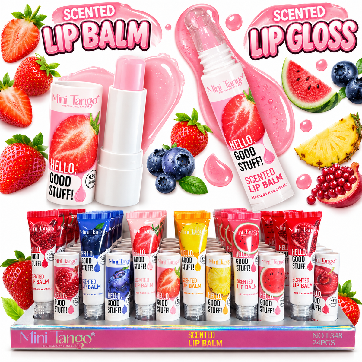 Mini Tango  Scented Juicy Fruit Lip Gloss & Lip Balm