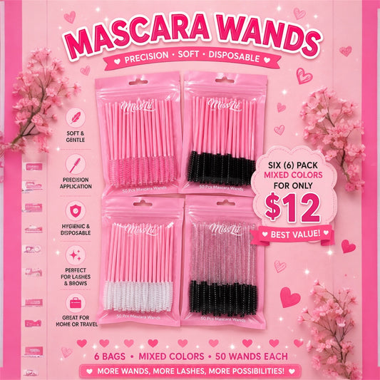6PCS MISS LIL USA MIX  COLOR  MASCARA WANDS 50PCS PACK