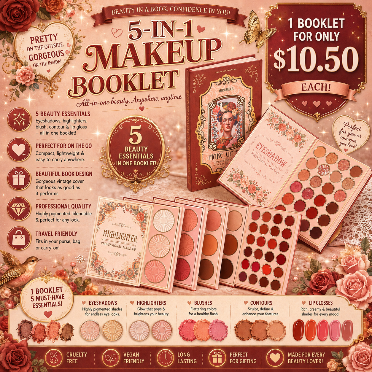 1PCS GIRABELLA RED MAKEUP FRIDA PALETT SET G4091