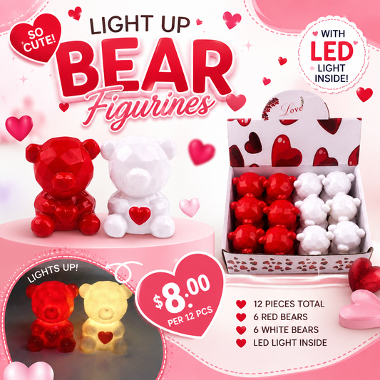 12PCS BOX LIGHT UP VALENTINE DAY BEARS ANV-0483