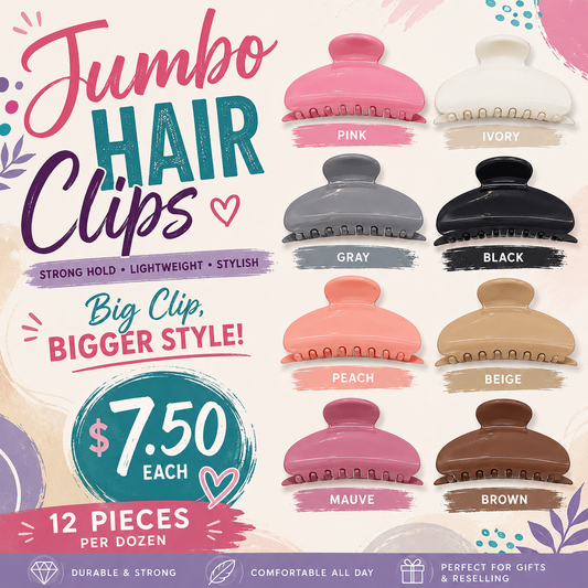 12PCS PACK JUMBO HAIR CLIPS ELEGANT YCP-3940NP