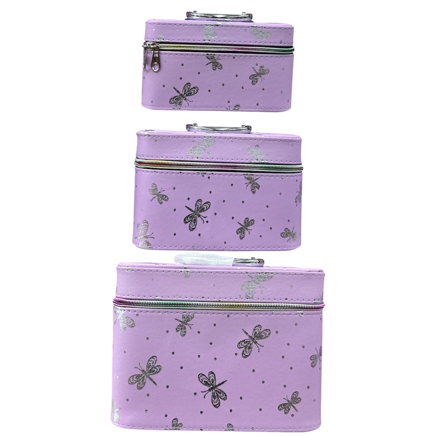 BUTTERFLY IN PURPLE 3PCS CARRY MAKEUP BOX