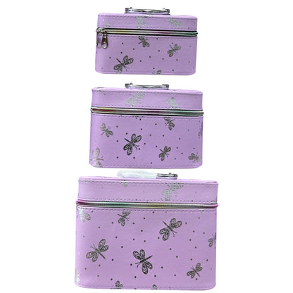 BUTTERFLY IN PURPLE 3PCS CARRY MAKEUP BOX