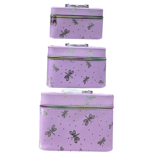 BUTTERFLY IN PURPLE 3PCS CARRY MAKEUP BOX