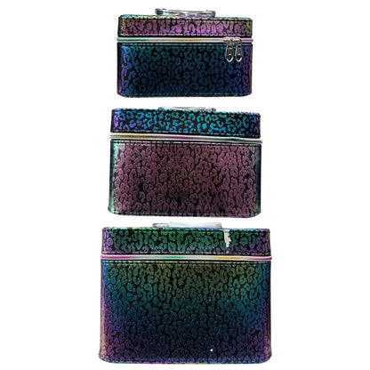 HALOGRAPHIC BLACK SHIRA 3PCS CARRY MAKEUP BOX