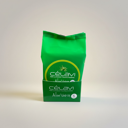 6PCS DISPLAY CELAVI ALOE VERA MAKE-UP REMOVER CLEANSING TOWELETTES MT001