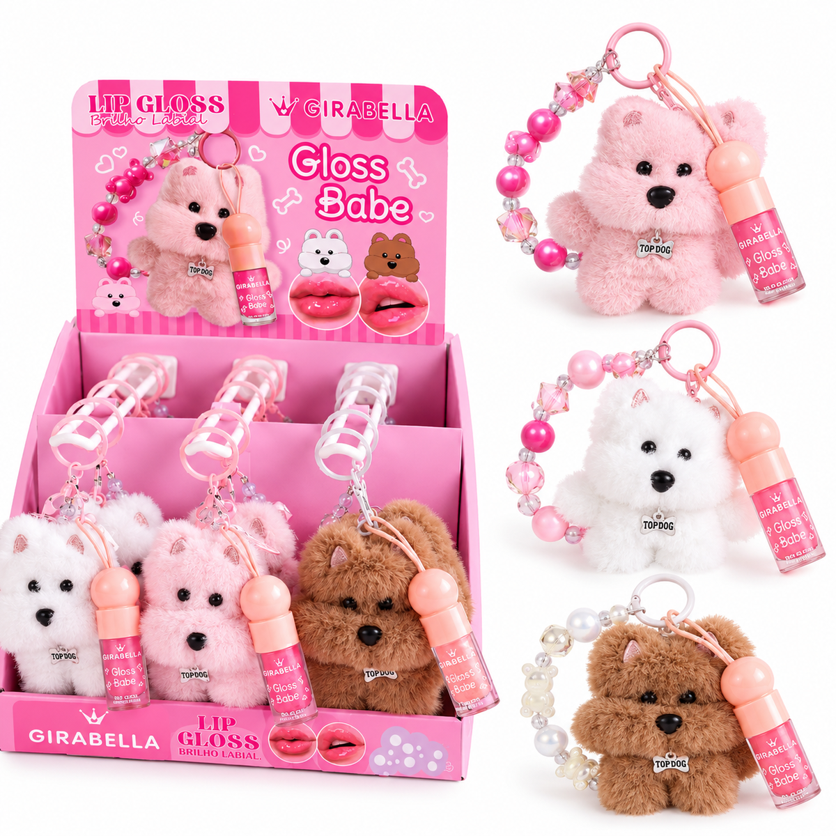 Girabella Lipgloss With Cute Bear And Keychain
