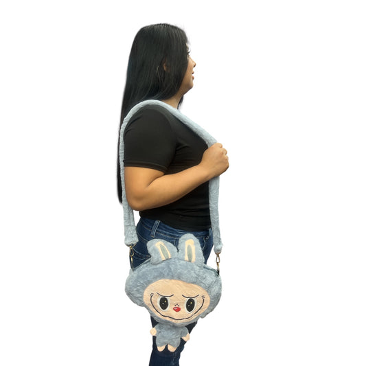 CUTE MONSTER GREY   FUZZY PURSE WITH THEME SONG