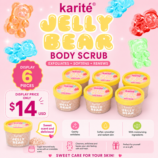 6PCS DISPLAY KARITE SKIN CARE JELLY BEAR  BODY SCRUB 1402-47