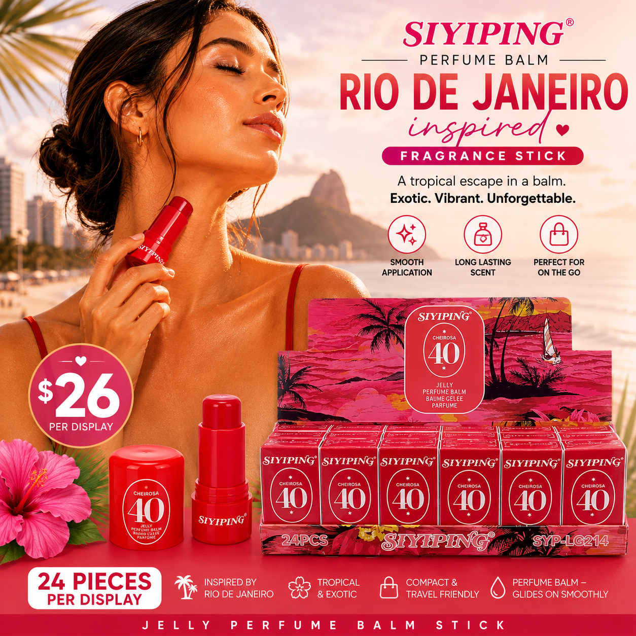 24PCS DISPLAY SIYIPING CHEROSA 40 JELLY PERFUME BALM SYP-LG214