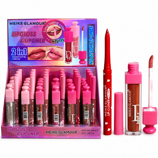 Set de Dúo de Brillo Labial y Delineador de Labios Meike Glamour