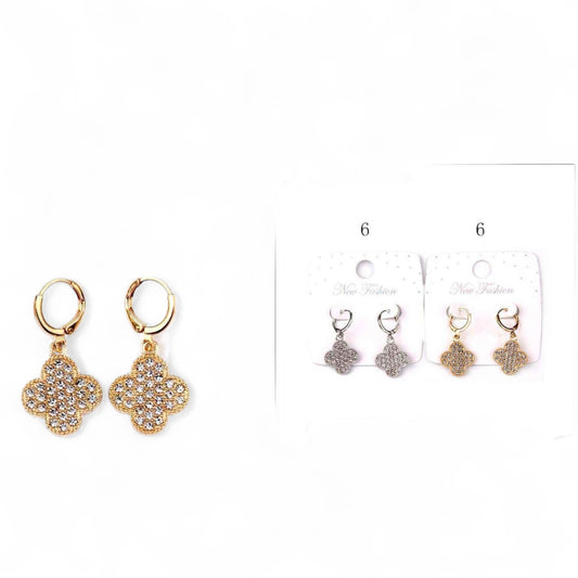12PCS CLOVER BLING BLING EARRINGS IER-0753