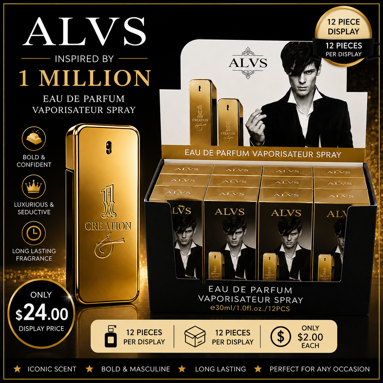 12PCS DISPLAY ALVS 1 CREATION PERFUME JH400-1