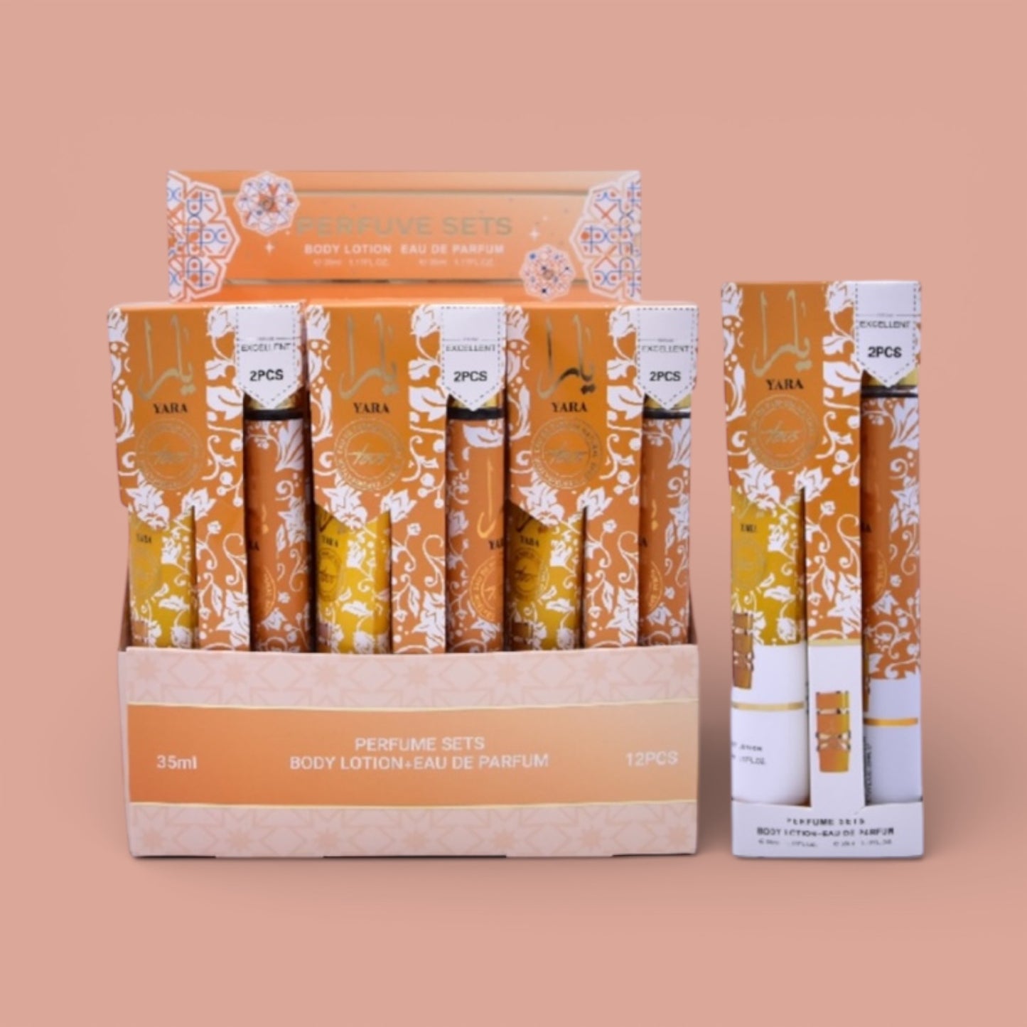 12PCS DISPLAY YELLOW PERFUME & BODY LOTION SET T35-5