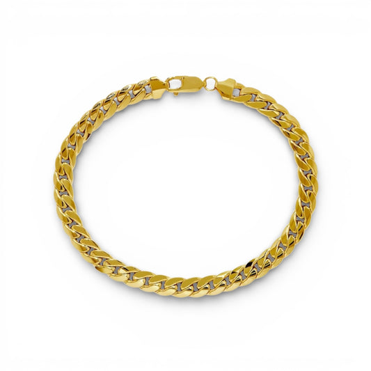 4PCS ORO LAMINADO PLAIN CUBAN BRACELET JB1257