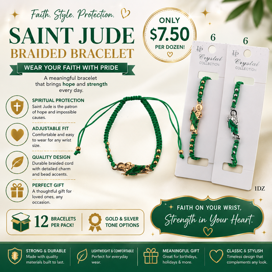12PCS PACK SAN JUDAS DARK GREEN STRING BRACELET DBE-2838