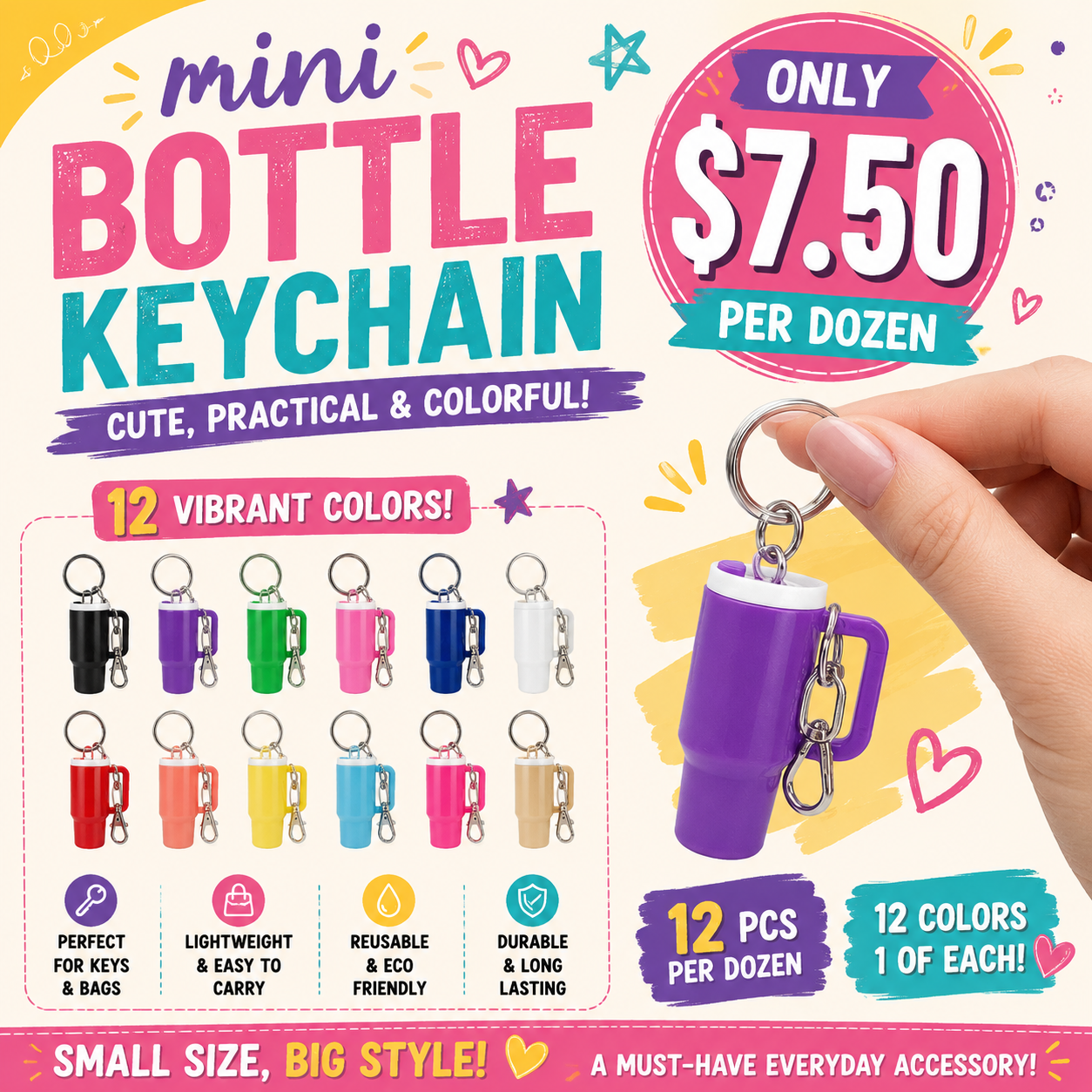 12PCS PACK KEYCHAIN COLORED CUP  KEYCHAIN YNV-1708