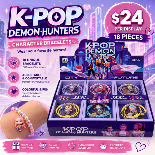 18PCS DISPLAY K POP BRACELET  WITH DANGLE CHARM