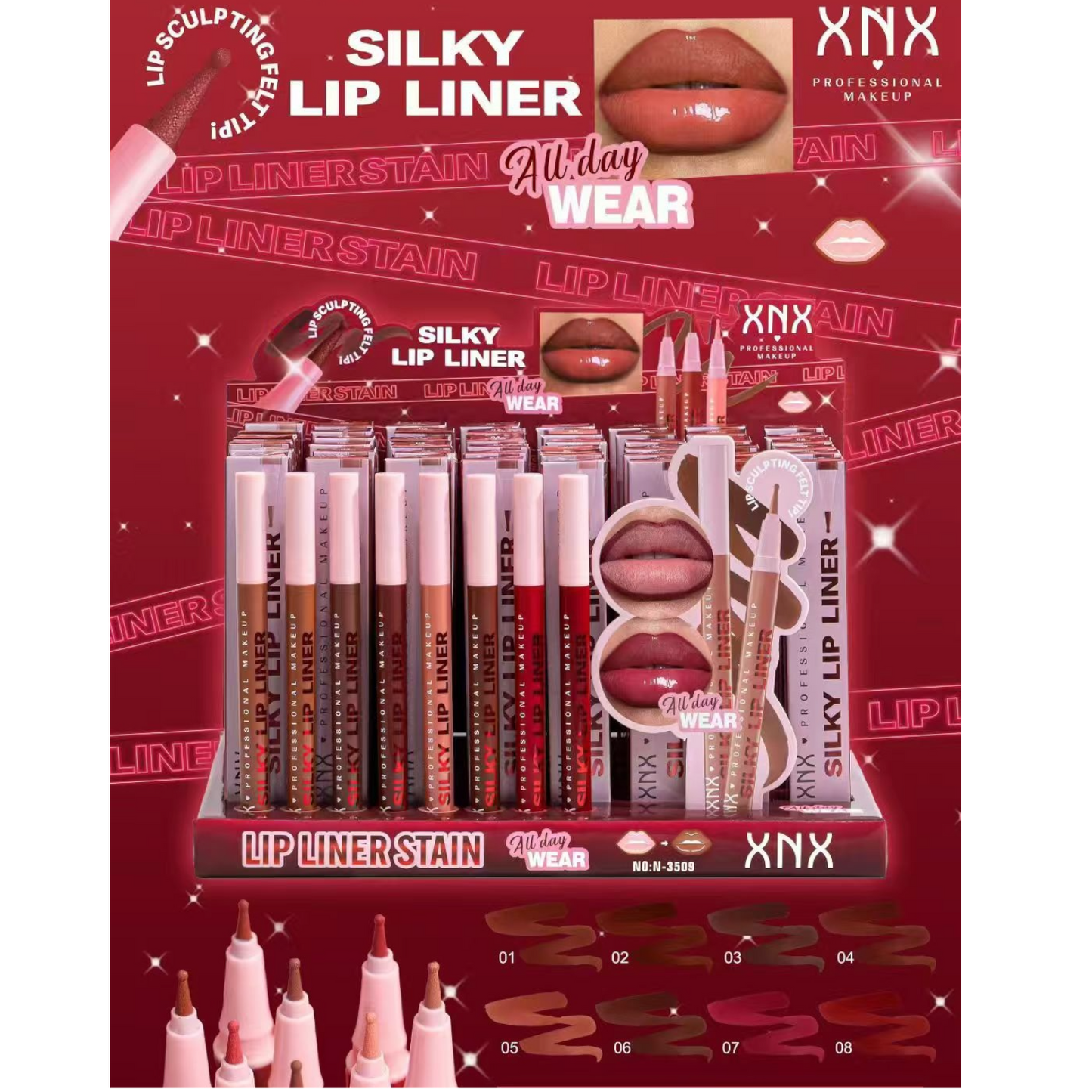 48PCS XNX LIP LINER STAIN ALL DAY WEAR N-3509