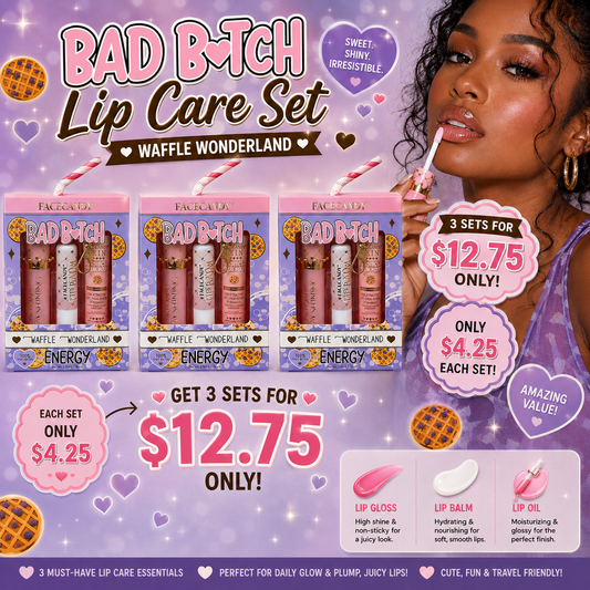 3PCS SET INSPO FACECANDY LIP CARE SET BAD B💗TCH WAFFLE WONDERLAND B-004