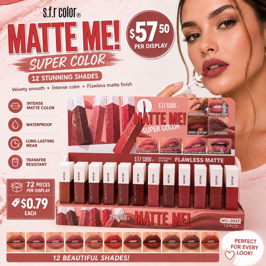 72PCS DISPLAY SFR WATERPROOF SUPER COLOR LIPGLOSS MATTE 5937