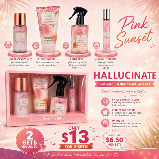 2PCS SET PAMPER ME FRAGANCE PINK SUNSET 4PCS SOFT PINK-01
