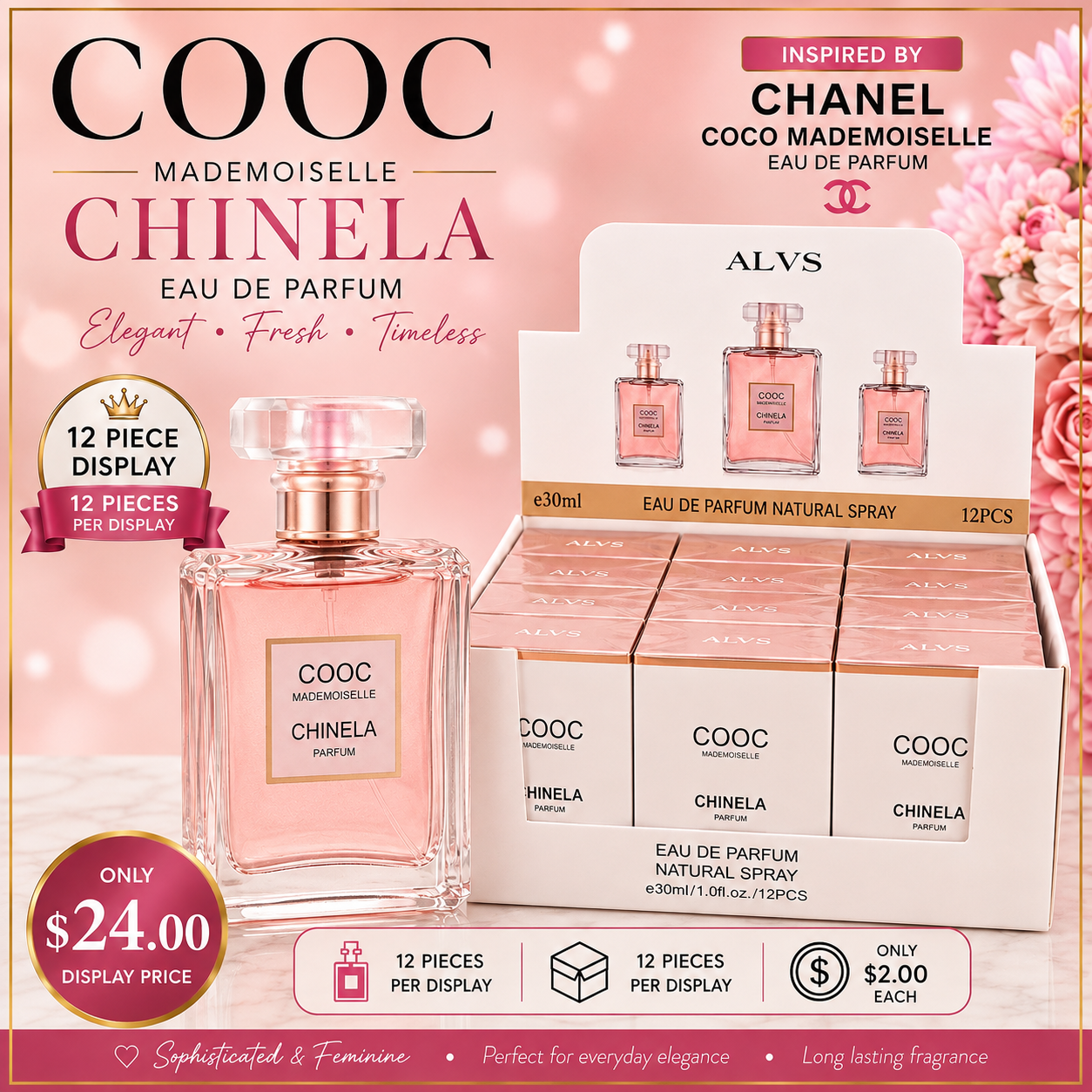 12PCS DISPLAY ALVS COOC PERFUME JH300-31