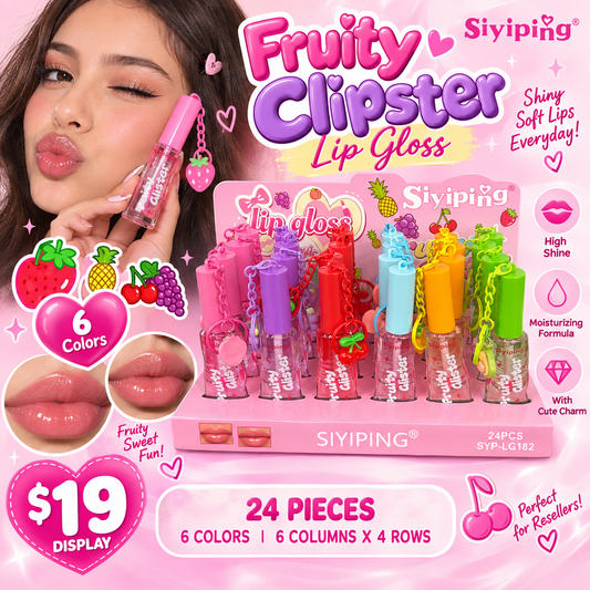 24PCS DISPLAY SIYIPING FRUITY GLISTER LIPGLOSS WITH DANGLE FRUIT CHARM SYP-LG182