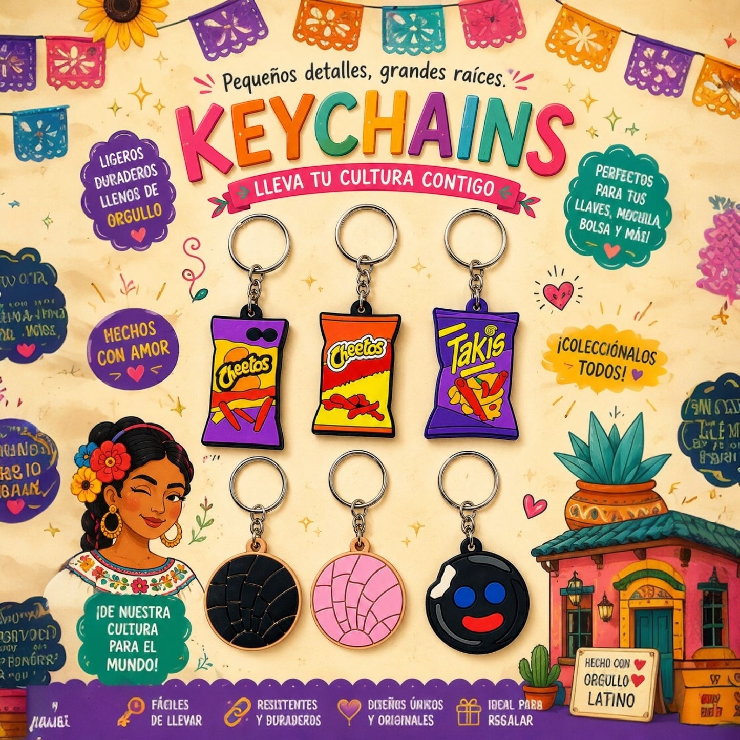 12PCS PACK ANTOJITOS CHARM KEYCHAIN