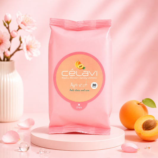6PCS DISPLAY CELAVI APRICOT MAKE-UP REMOVER CLEANSING TOWELETTES MT009