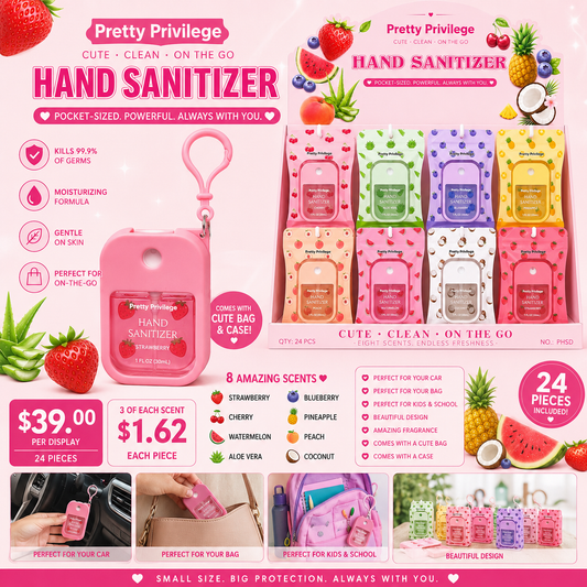 24PCS DISPLAY PRETTY PRIVILEGE HAND SANITIZER PHSD