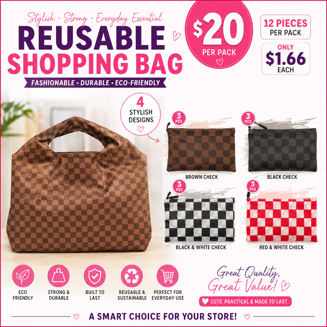 12PCS PACK PATTERN REUSABLE BAG BA2640